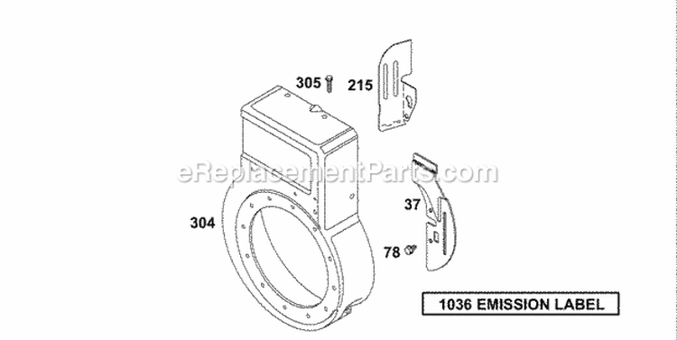 Blower Housing Diagram and Parts List for  Briggs and Stratton Engine